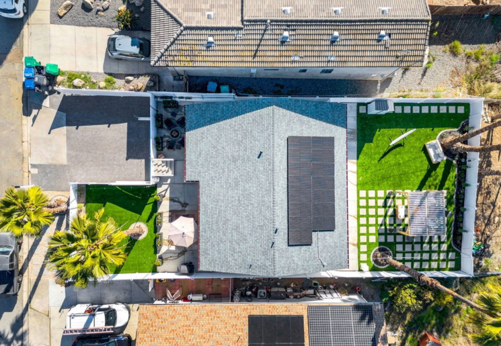 Turf & pavers newly installed in San Diego backyard