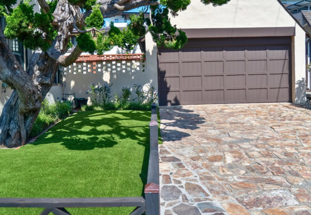 Frontyard turf putting green & pavers newly installed in San Diego, CA