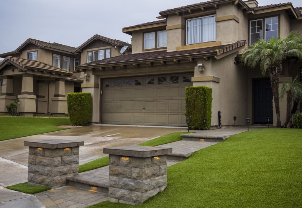 Backyard turf & pavers newly installed in San Diego, CA