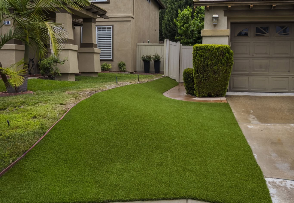 Frontyard turf & pavers newly installed in San Diego, CA