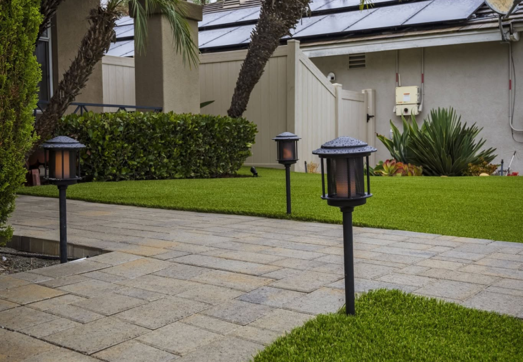 Front yard turf & pavers newly installed in San Diego, CA